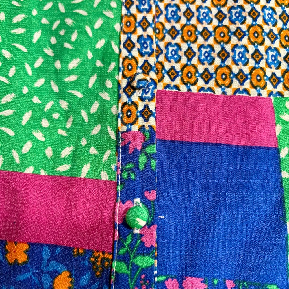 Fate Floral Patchwork Button Down Top Size Small - image 4